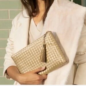 Virginia Wolf Gold woven clutch